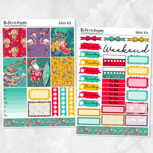 Tropical Christmas Mini Planner Sticker Kit for the Printpression B6 Erin Condren Travelers Notebooks