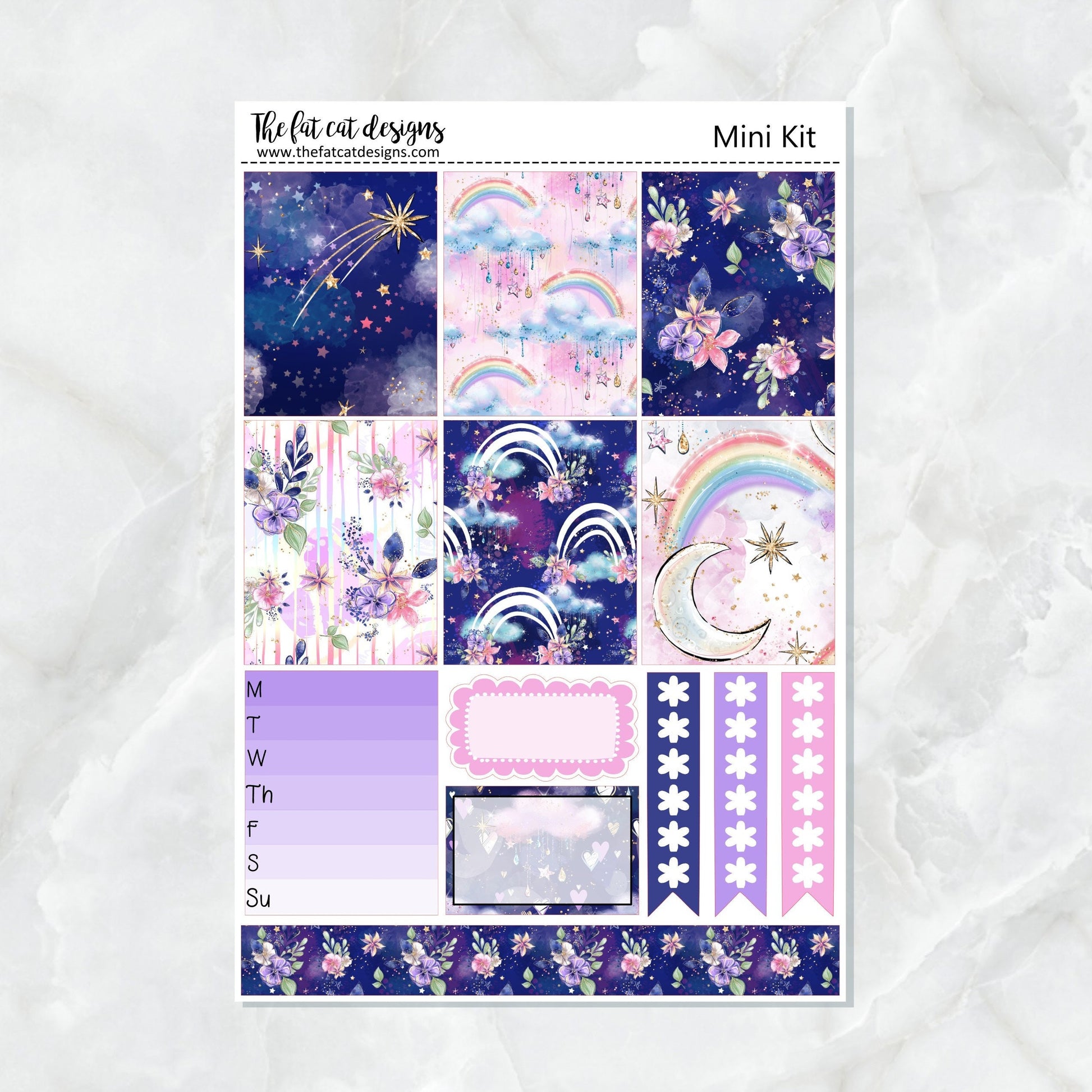 Dreamy Skies Rainbow Mini Planner Sticker Kit for the Printpression B6 Erin Condren Travelers Notebooks