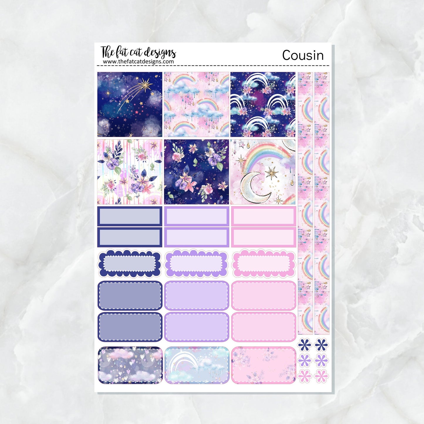 Dreamy Skies Rainbow Weekly Planner Sticker Kit for the Hobonichi Cousin