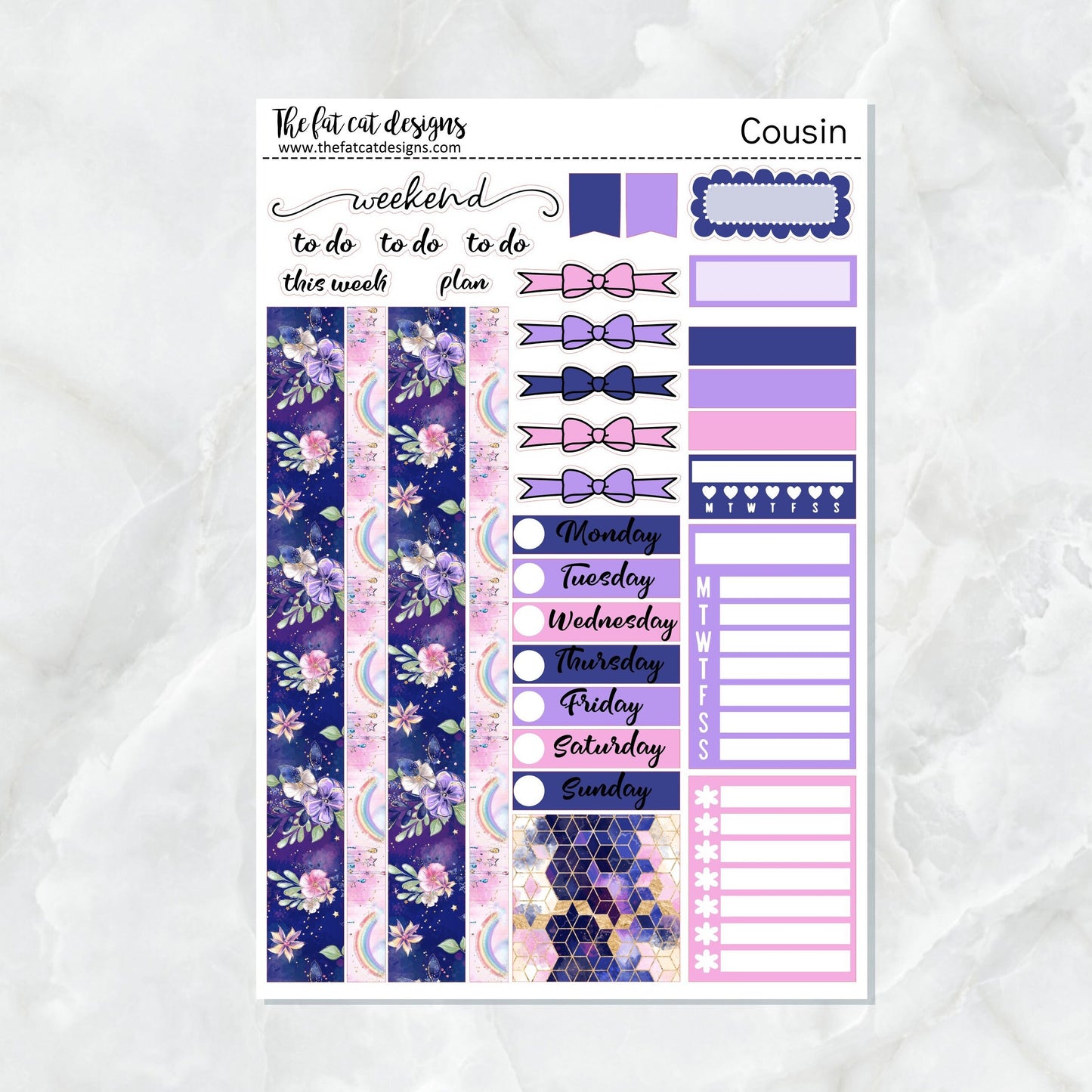 Dreamy Skies Rainbow Weekly Planner Sticker Kit for the Hobonichi Cousin