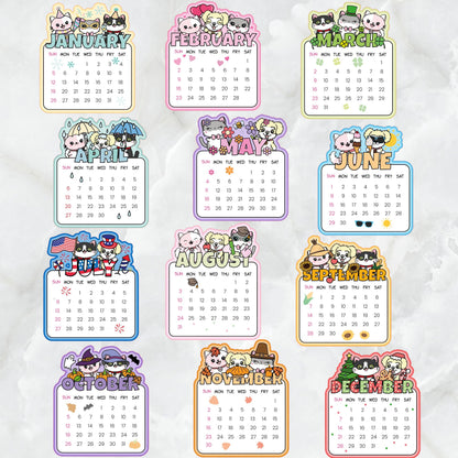 2025 Flora Lily Bud and Sunny Monthly Calendars Exclusive Cat Dog Die Cuts and Sticker Sheets