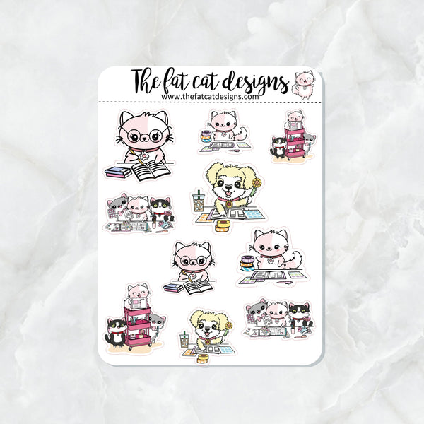 Flora Lily Bud and Sunny Planner Friends Variety Mini Sheet Exclusive Cat Dog Planner Stickers