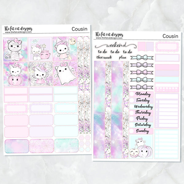 Hello Halloween Kitty Weekly Planner Sticker Kit for the Hobonichi Cousin