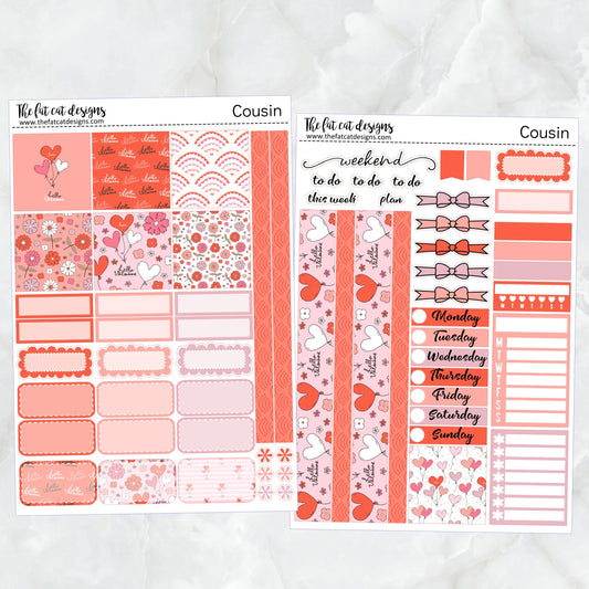 Hello Valentine Weekly Sticker Kit for the Hobonichi Cousin