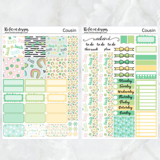 Lucky Clovers Weekly Sticker Kit for the Hobonichi Cousin