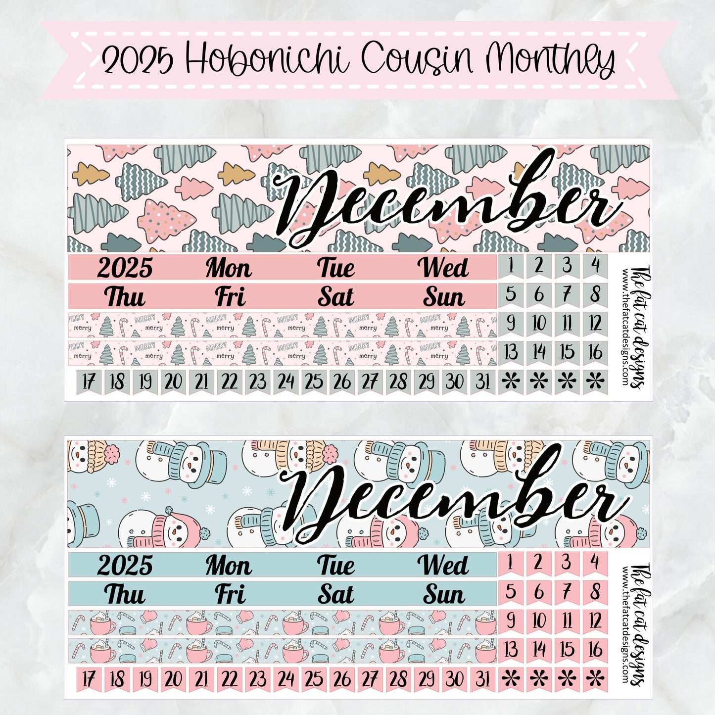 2025 Monthly Planner Stickers for the Hobonichi Cousin or A5 Day Free