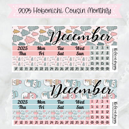 2025 Monthly Planner Stickers for the Hobonichi Cousin or A5 Day Free