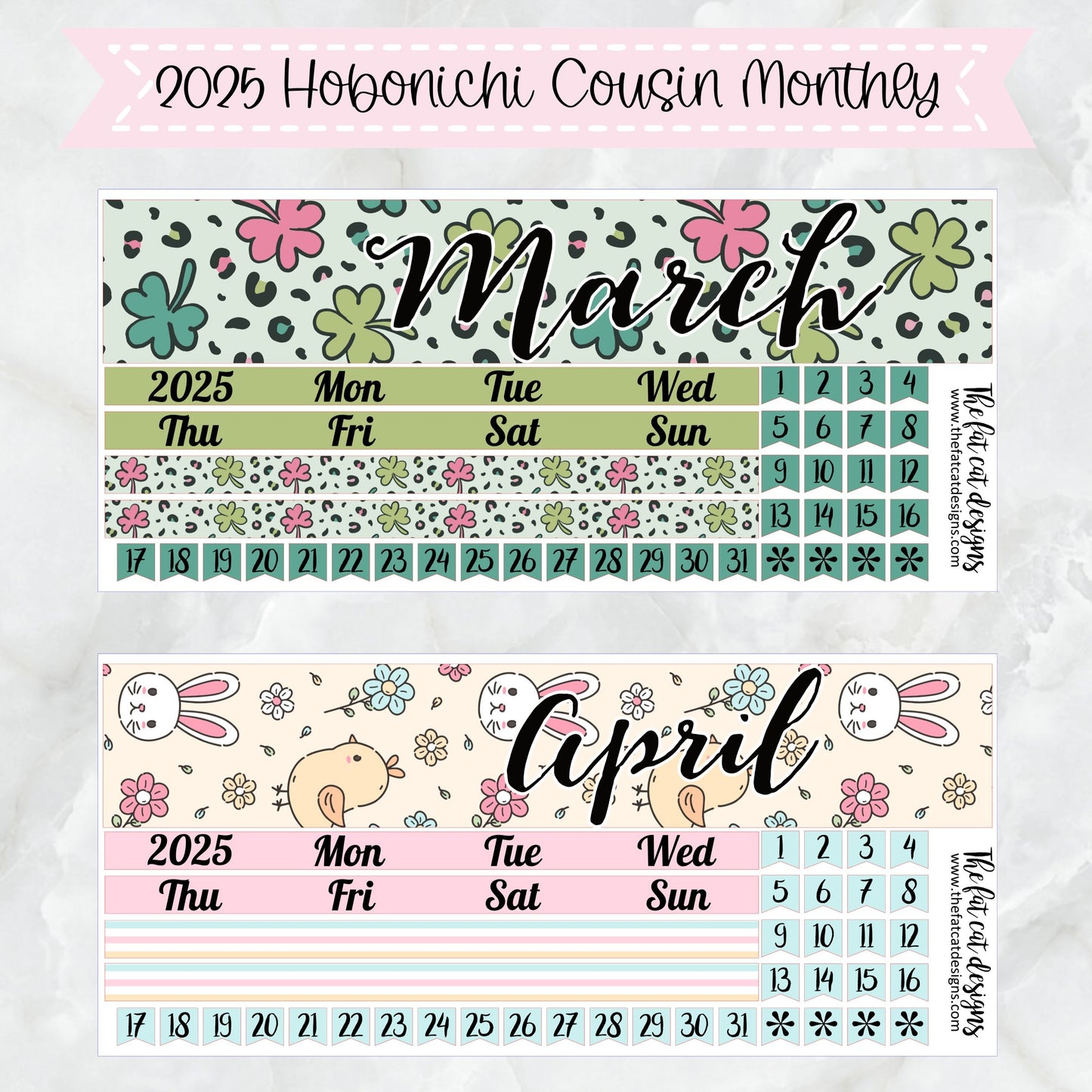 2025 Monthly Planner Stickers for the Hobonichi Cousin or A5 Day Free