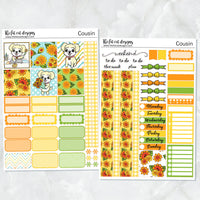 Sunny Loves Sunflowers Weekly Planner Sticker Kit for the Hobonichi Cousin