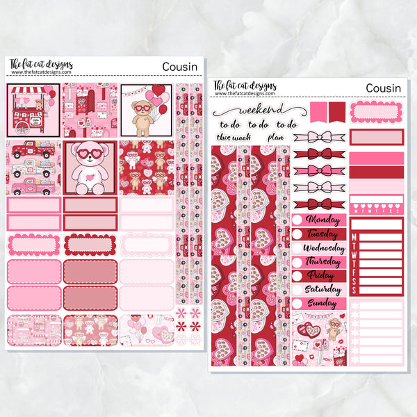 Valentine Bears Weekly Planner Sticker Kit for the Hobonichi Cousin