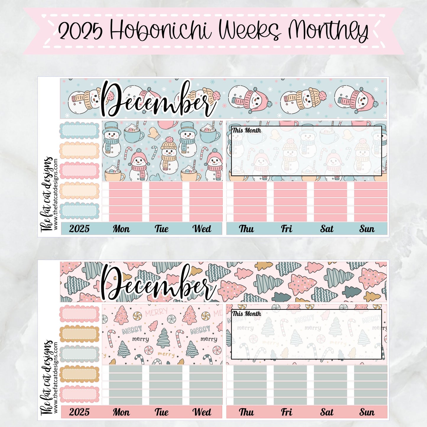 2025 Monthly Planner Stickers for the Hobonichi Weeks