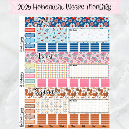 2025 Monthly Planner Stickers for the Hobonichi Weeks