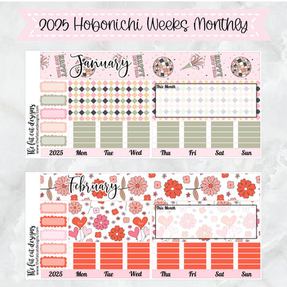 2025 Monthly Planner Stickers for the Hobonichi Weeks