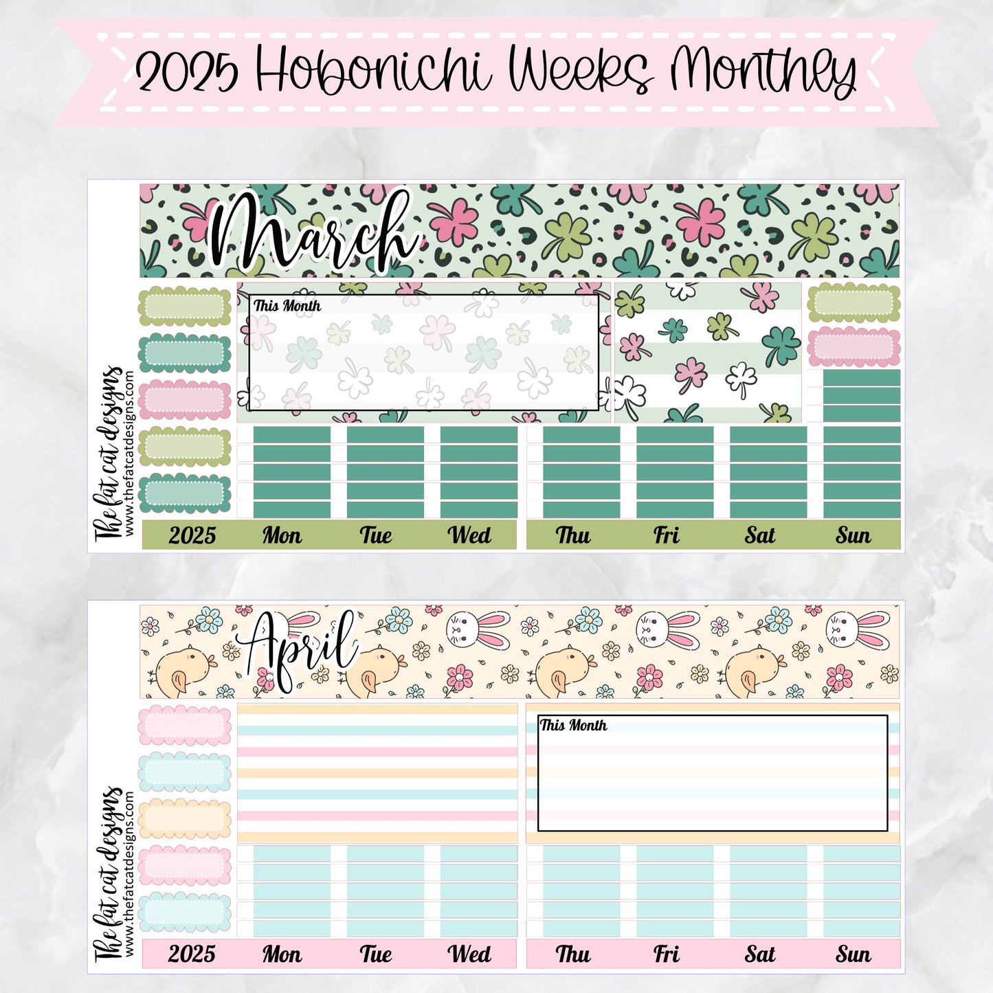 2025 Monthly Planner Stickers for the Hobonichi Weeks