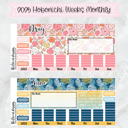 2025 Monthly Planner Stickers for the Hobonichi Weeks