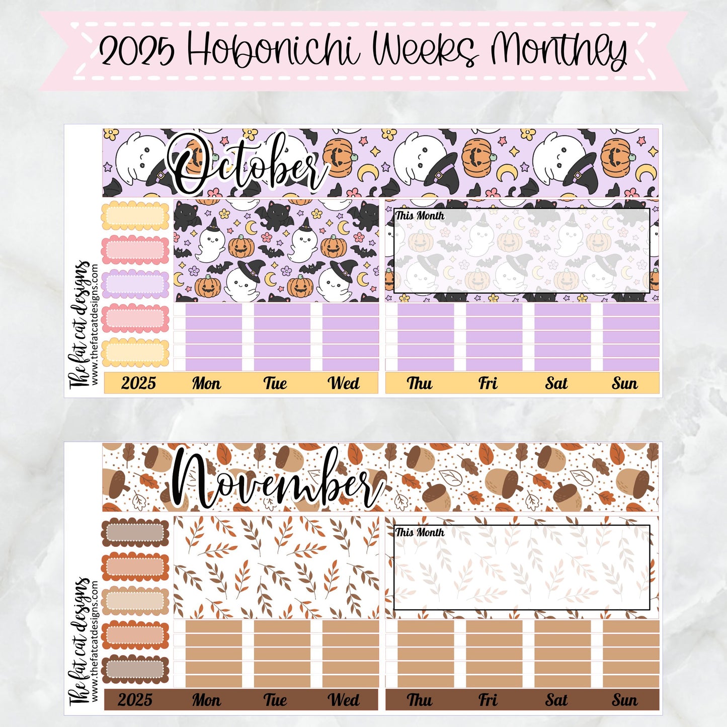 2025 Monthly Planner Stickers for the Hobonichi Weeks