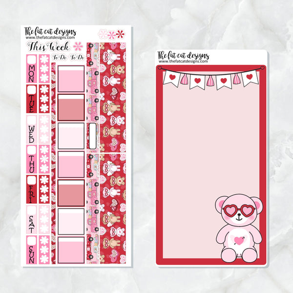 Valentine Bears Planner Stickers for the Hobonichi Weeks