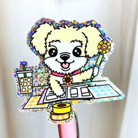 Sunny Plans Glitter Vinyl Dog Decal Die Cut Sticker