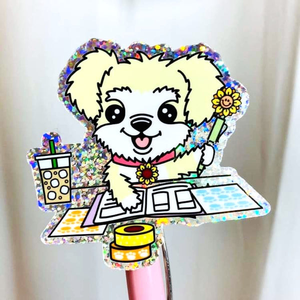 Sunny Plans Glitter Vinyl Dog Decal Die Cut Sticker