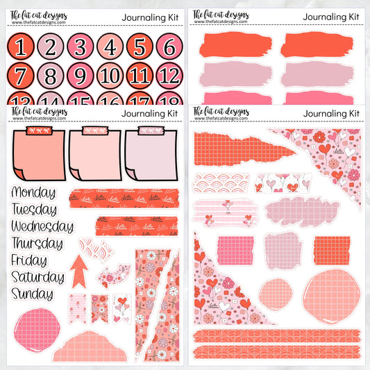 Hello Valentine Journaling Kit for Hobonichi Bullet Journals Planner Stickers