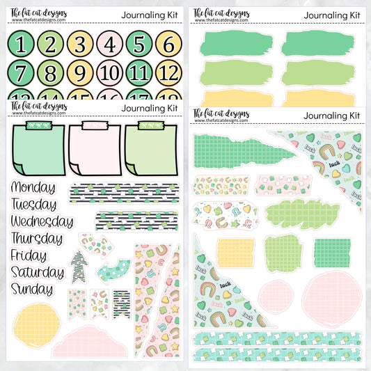 Lucky Clovers Journaling Kit for Hobonichi Bullet Journals Planner Stickers