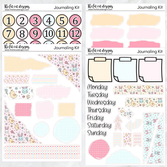 Spring Bunnies and Chicks Journaling Kit for Hobonichi Bullet Journals Planner Stickers