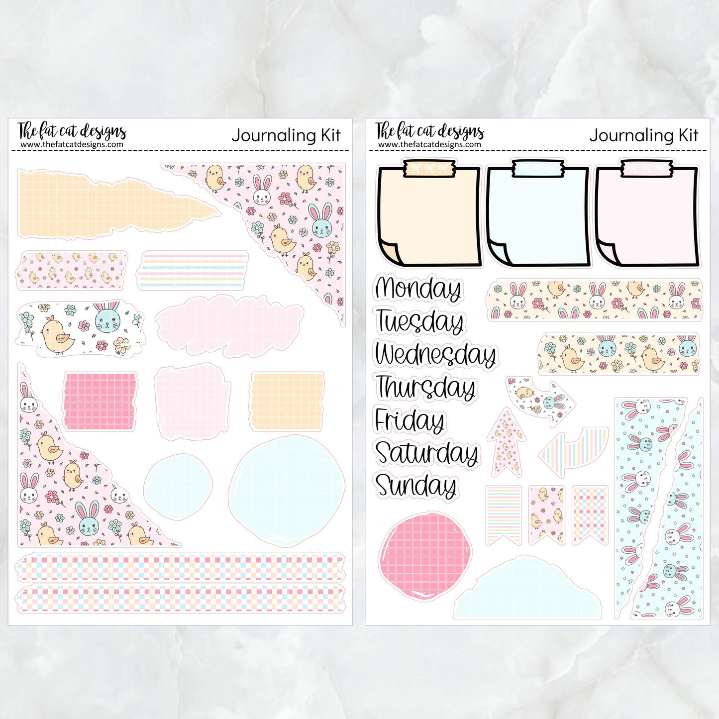 Spring Bunnies and Chicks Journaling Kit for Hobonichi Bullet Journals Planner Stickers