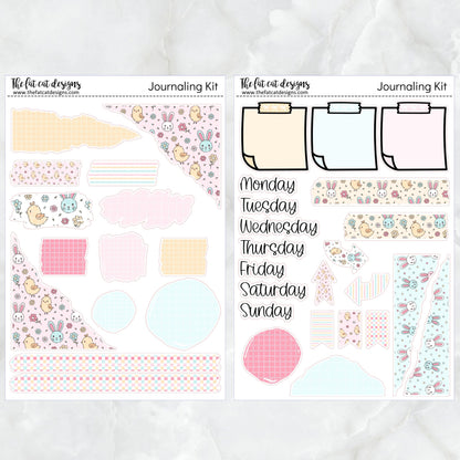 Spring Bunnies and Chicks Journaling Kit for Hobonichi Bullet Journals Planner Stickers