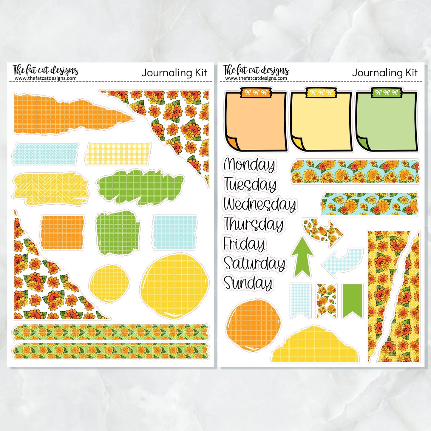 Sunflowers Journaling Kit for Hobonichi Bullet Journals Planner Stickers