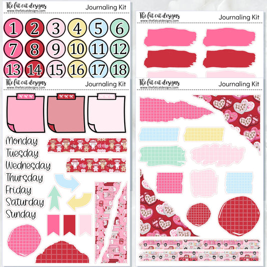 Valentine Bears Journaling Kit for Hobonichi Bullet Journals Planner Stickers