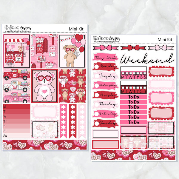 Valentine Bears Mini Kit Planner Sticker Kit for the Printpression B6 Erin Condren Travelers Notebooks