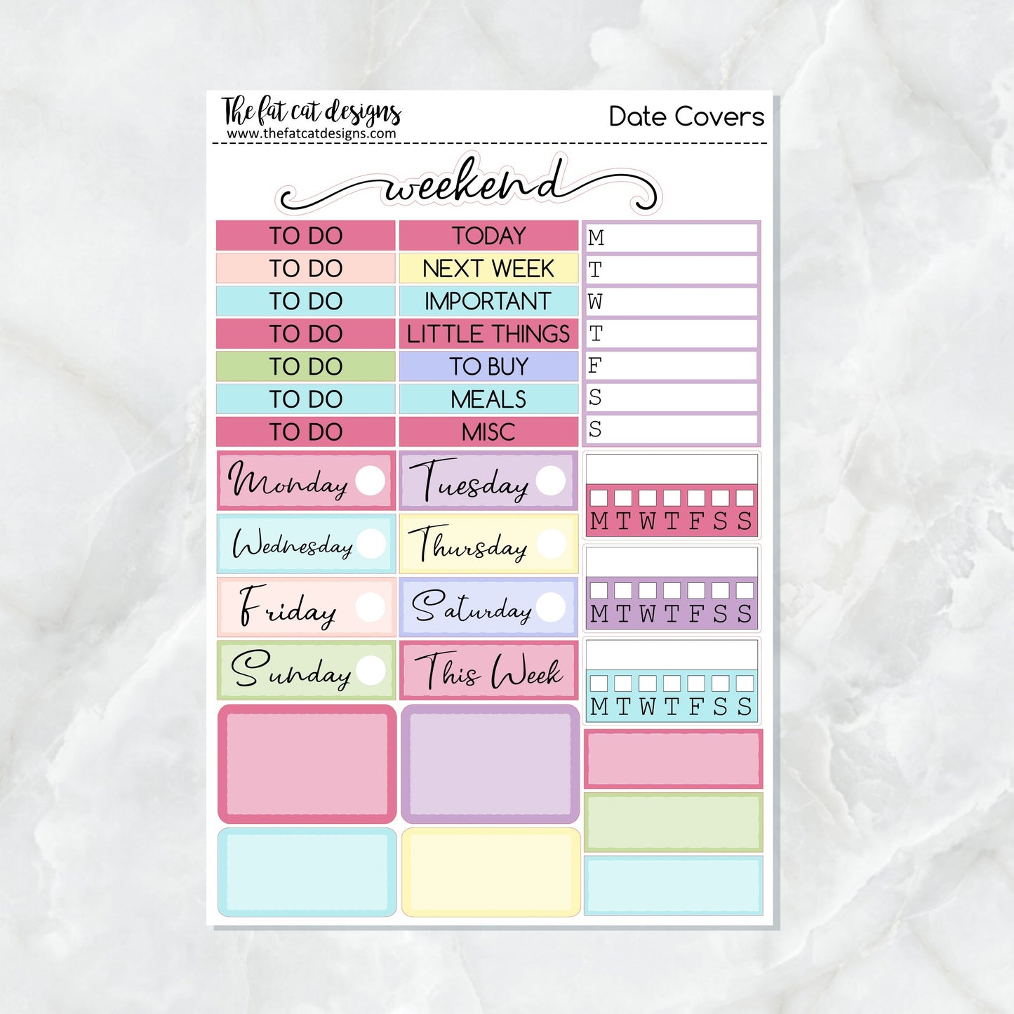 Planner Life Flora Lily and Bud Cat Stickers Standard Weekly Kit