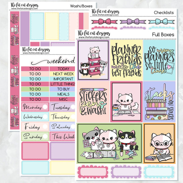 Planner Life Flora Lily and Bud Cat Stickers Standard Weekly Kit