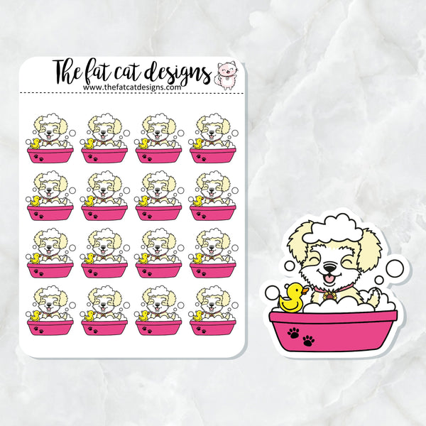 Sunny Gets a Bath Groomers Exclusive Dog Die Cut Sticker Sheet