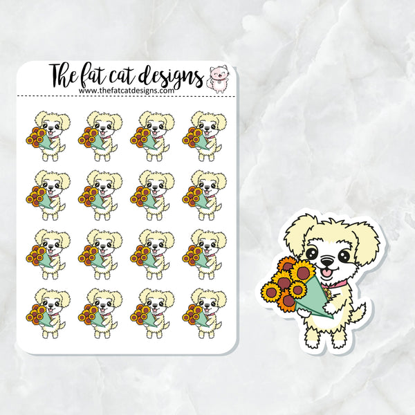 Sunny Loves Sunflowers Exclusive Dog Die Cut Sticker Sheet