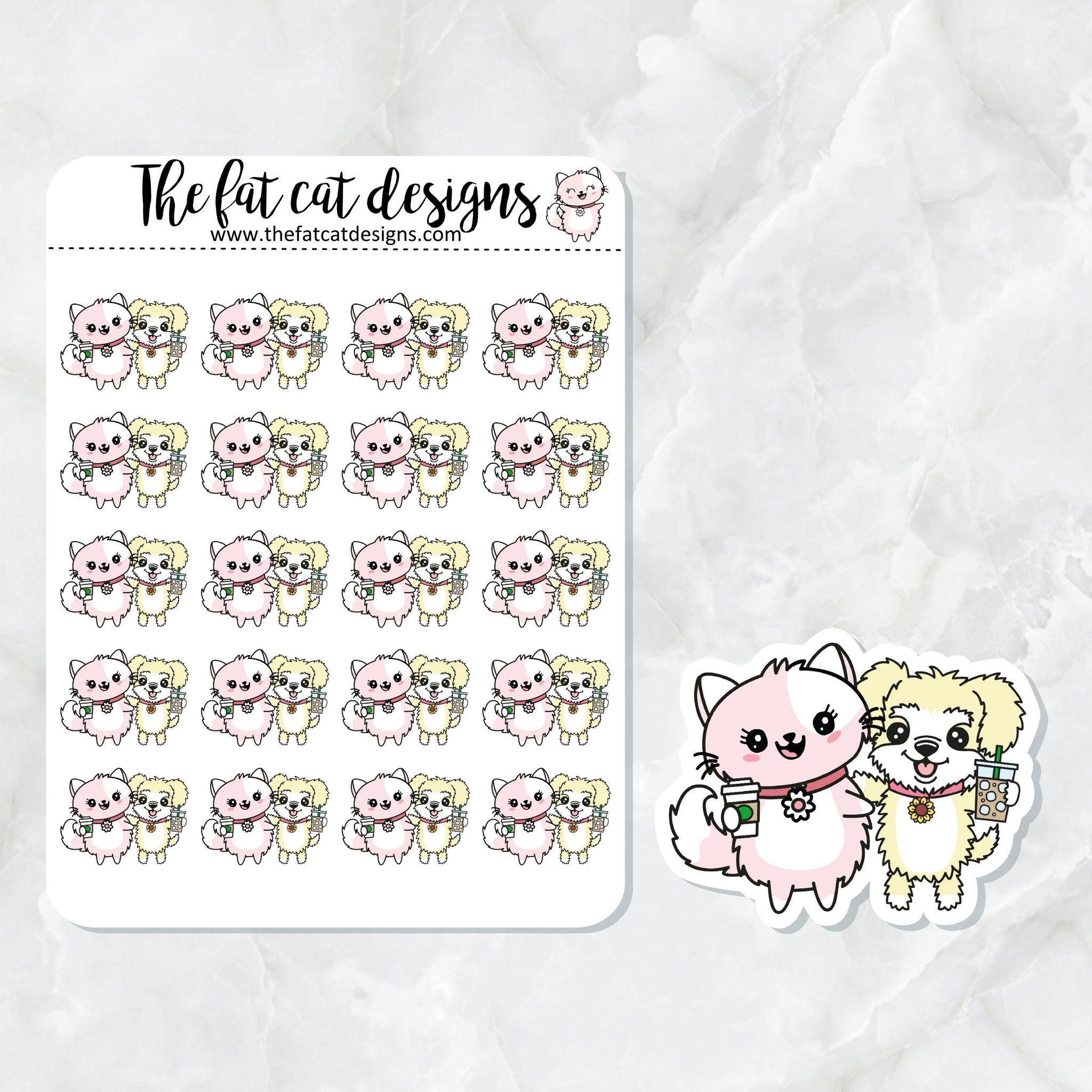 Laptop Phone Stickers 100 Pcs Cute Kawaii Animal Stickers - Dog & Cat ...