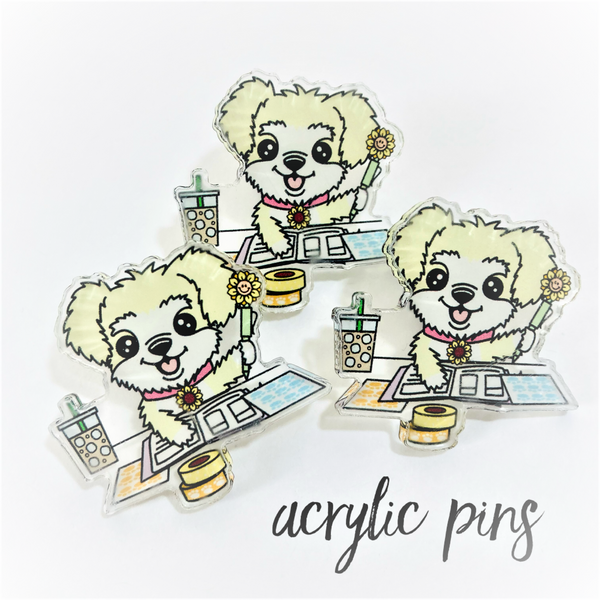 Sunny Plans Cute Dog Acrylic Pins