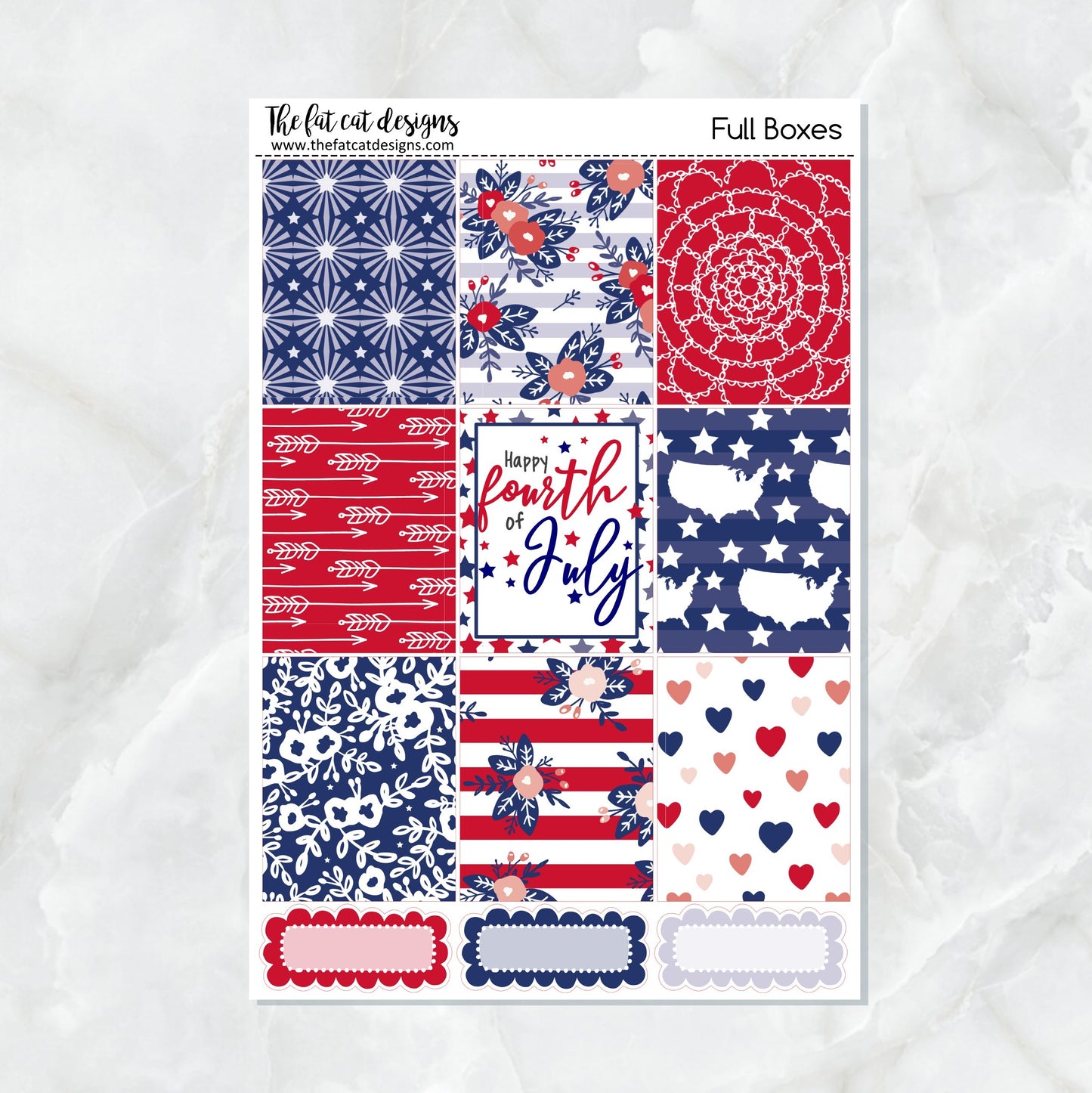 4th of July Independence Day Patriotic Planner Stickers Standard Weekly Kit