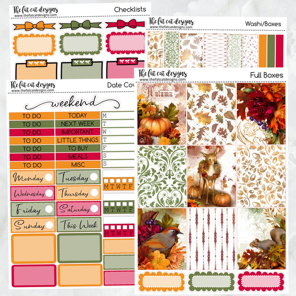 Autumn Colors Fall Planner Stickers Standard Weekly Kit