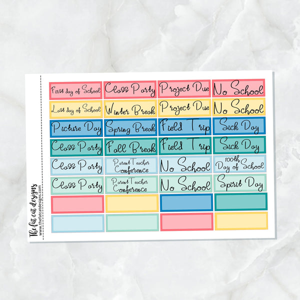 Back to School - School Holiday Event Script Stickers