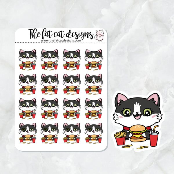 Bud Loves Burgers and Fries Fast Food Exclusive Cat Die Cut Sticker Sheet