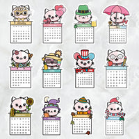 2022 Flora the Cat Monthly Calendars Exclusive Cat Die Cuts and Sticker Sheets