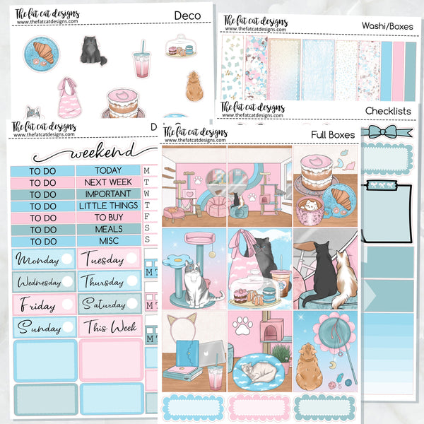 A Day at the Cat Cafe Planner Stickers Standard Weekly Kit