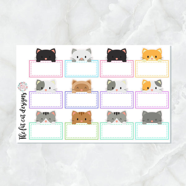 Cat Half Boxes Planner Stickers for , Happy Planner, Plum Paper, Personal, Travelers Notebook