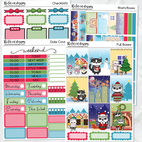 Meowy Merry Christmas with Flora, Lily and Bud Planner Stickers Standard Weekly Kit