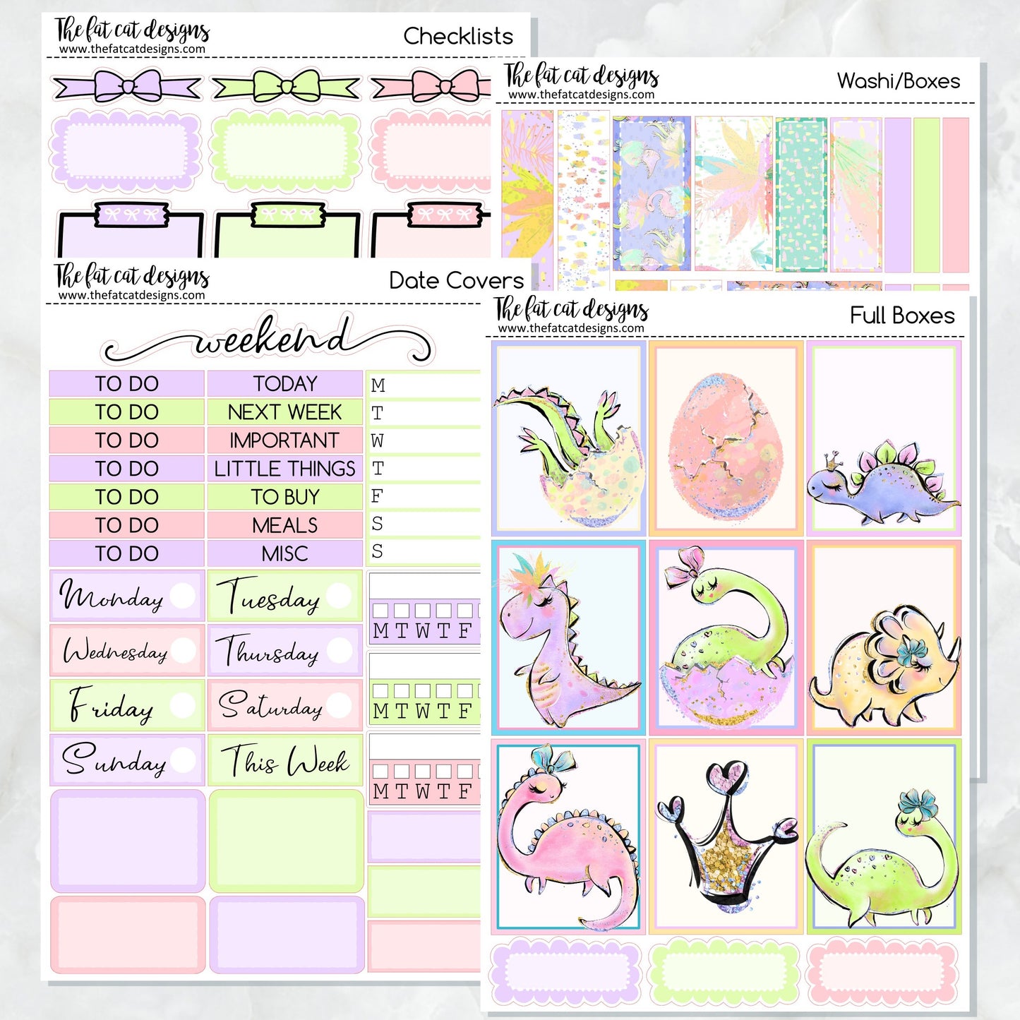 Cute Dinosaurs Planner Stickers Standard Weekly Kit