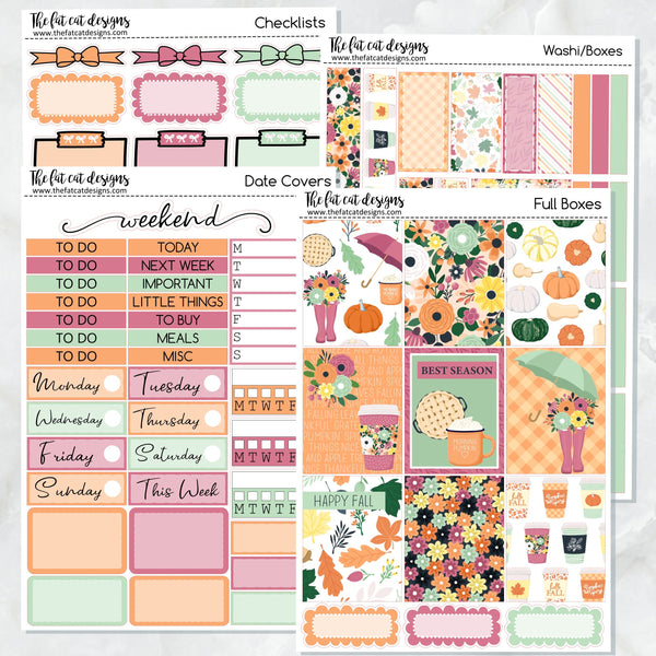 Pumpkin Spice Fall Planner Stickers Standard Weekly Kit