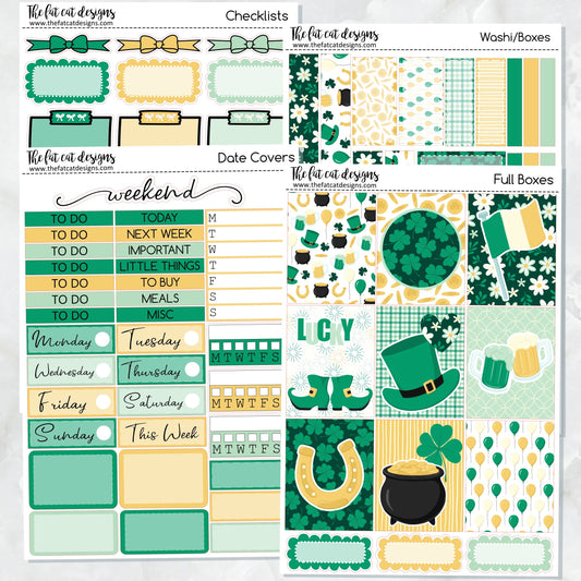 Feeling Lucky St Patrick's Day Planner Stickers Standard Weekly Kit