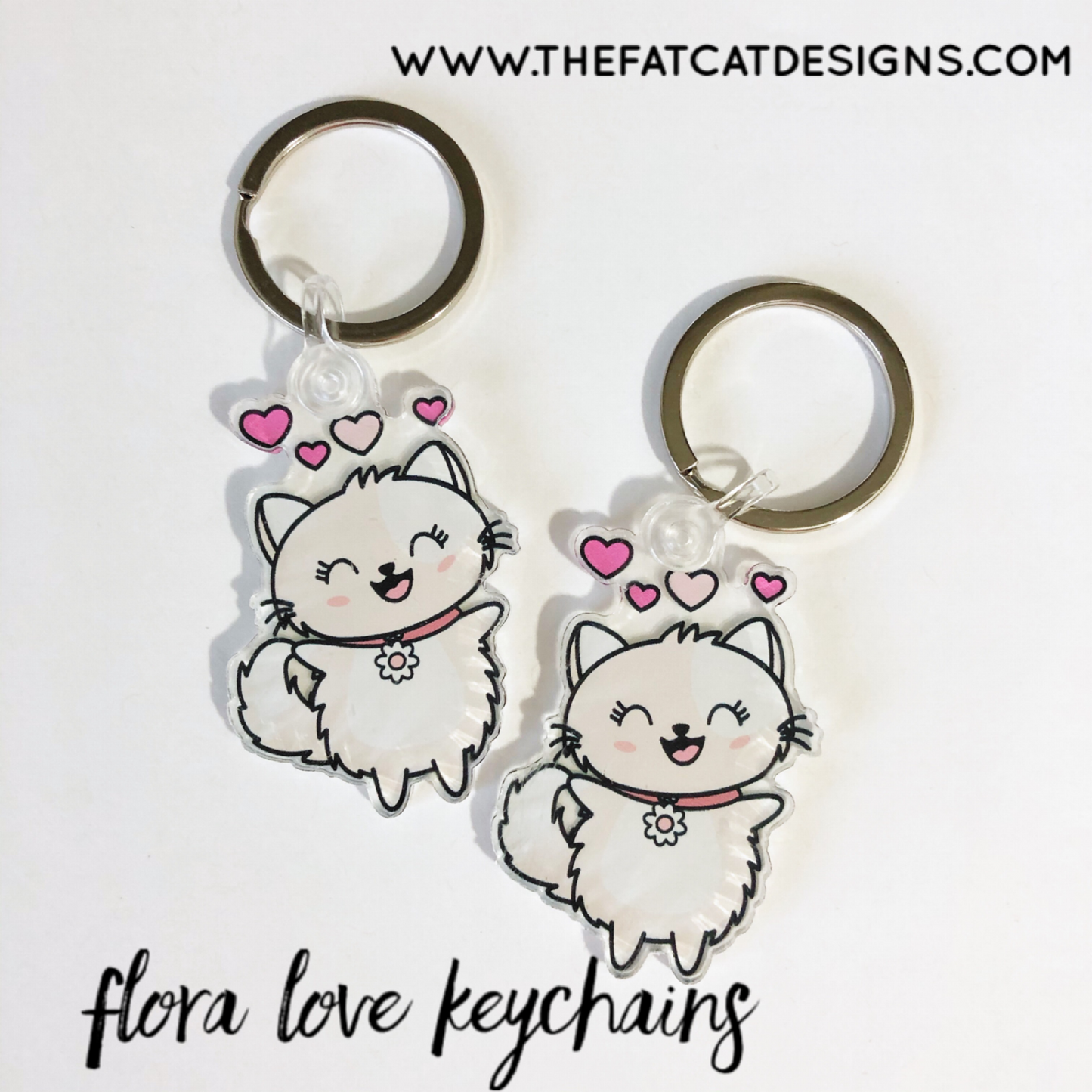 Flora the Cat Acrylic Charm Keychain