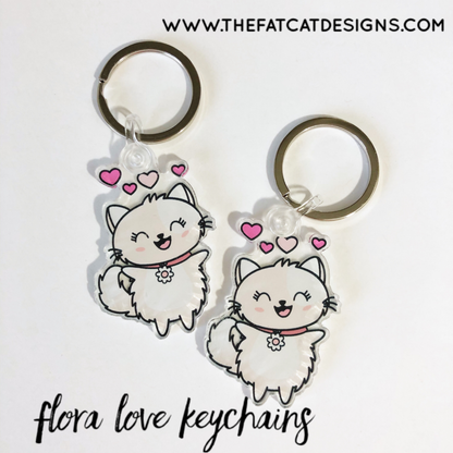 Flora the Cat Acrylic Charm Keychain